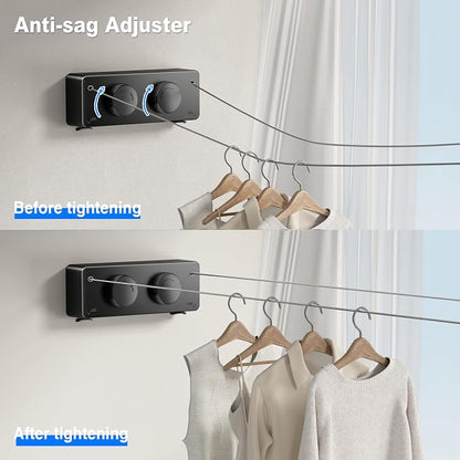 Retractable Clothesline Indoor, Non-Sagging Twin Clothes Line Retracting - Image 4