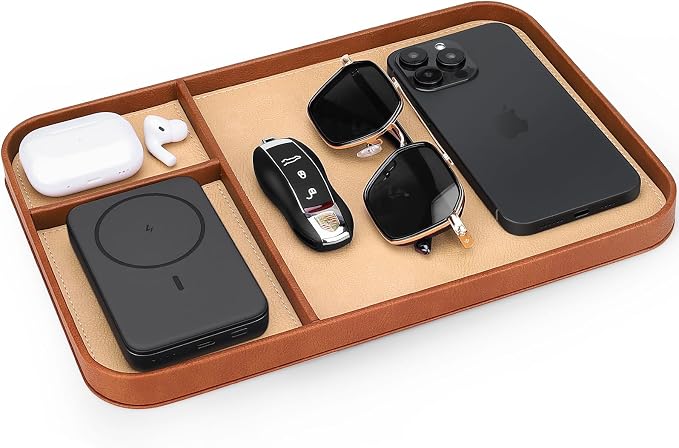 SENEN Leather Tray, Stylish and Organized Multifunctional Tray, by Unknown