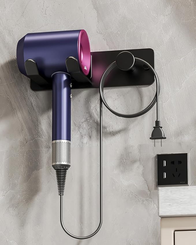 Hair Dryer Holder Wall Mount Matte Black Hair Dryer Holder - Image 2