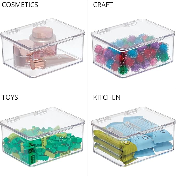 mDesign Plastic Playroom/Gaming Storage Organizer Box Containers, Hinged Lid - Image 6