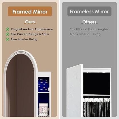 47in Tall Jewelry Cabinet Organizer, Arched Wall or Door Mounted Jewelry Armoire - Image 5
