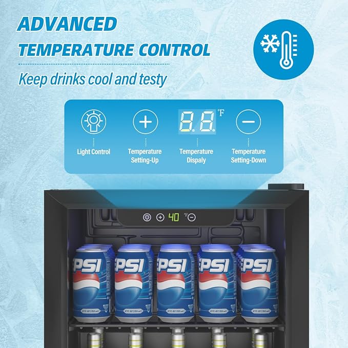 1.3 Cubic Feet Mini Fridge, 60 Can Freestanding Beverage Refrigerator - Image 6