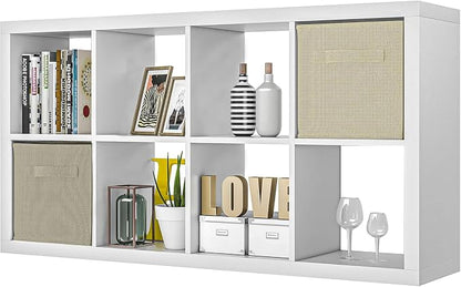 furtble Bookshelf with Storage Bins, 8-Cube Storage Organizer with Back Panels by furtble