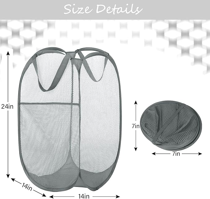 Deluxe Strong Mesh Pop up Laundry Hamper Basket - Image 4