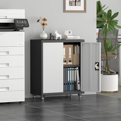 Metal Storage Cabinet with Wheels, Steel Mobile Garage Cabinets with Lockable - Image 8