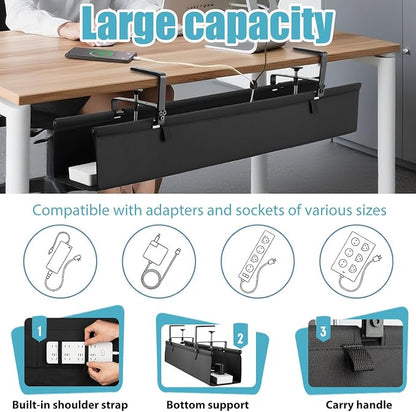 Oxford Cloth Under Desk Cable Management Tray, No-Drill 36" Desk Cable - Image 3