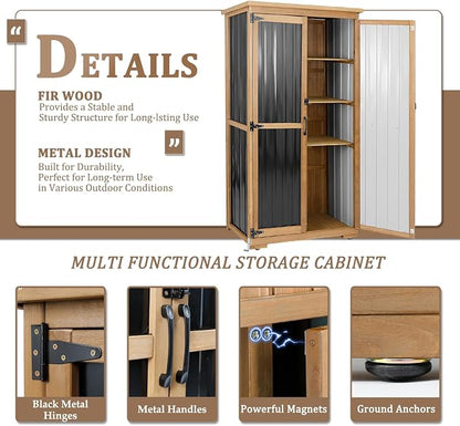 Outdoor Storage Cabinet with Shelves Outside Storage Shed Weather-Resistant - Image 2