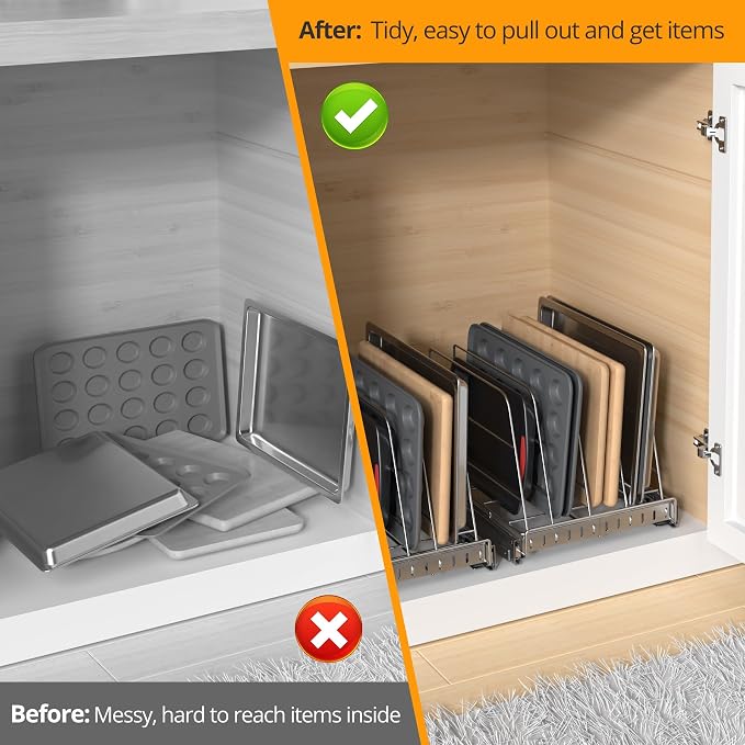 Pull Out Cabinet Organizer for Cutting Board, Cookie Sheet, Baking Sheet - Image 3