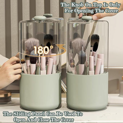 Makeup Brush Holder with Dustproof Cover, Sage Green - Image 4