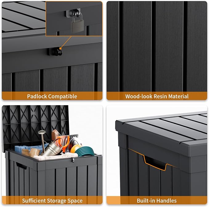 50 GallonOutdoor Storage Box, Resin Deck Boxes Waterproof, IndoorOutdoor Bin - Image 5