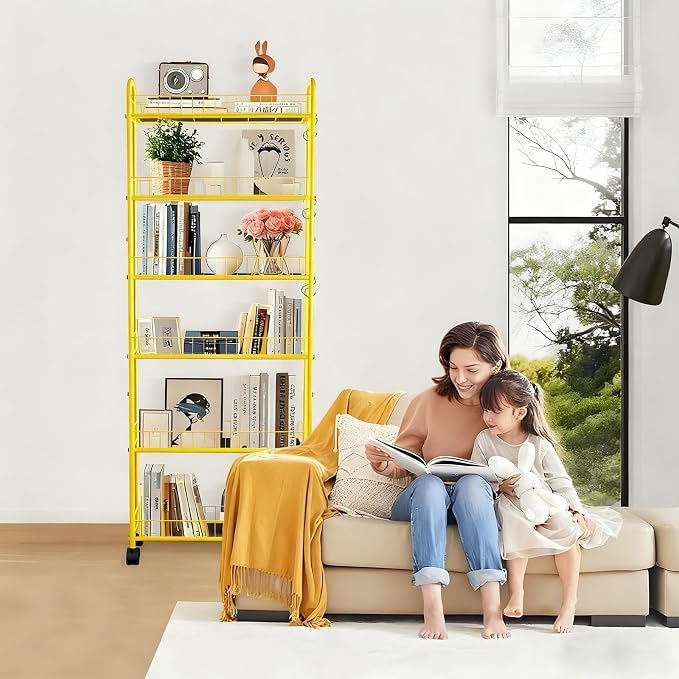 6-Tier Slim Storage Cart with Wheels, 6in Narrow Rolling Shelf, Sturdy Slim - Image 4