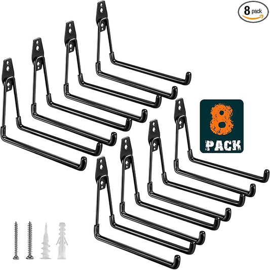 Heavy Duty Garage Hooks 8 Pack, 7.7 inch U Shaped Long Hanger, Wall Mounted by HUPBIPY