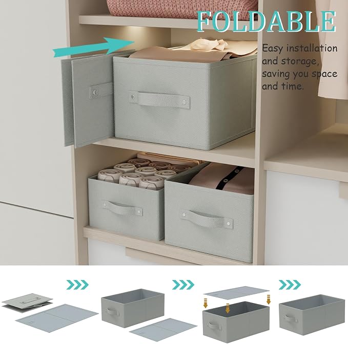 Storage Bins, 3 Pack Foldable Cloth Basket, Cube Organizer - Image 6