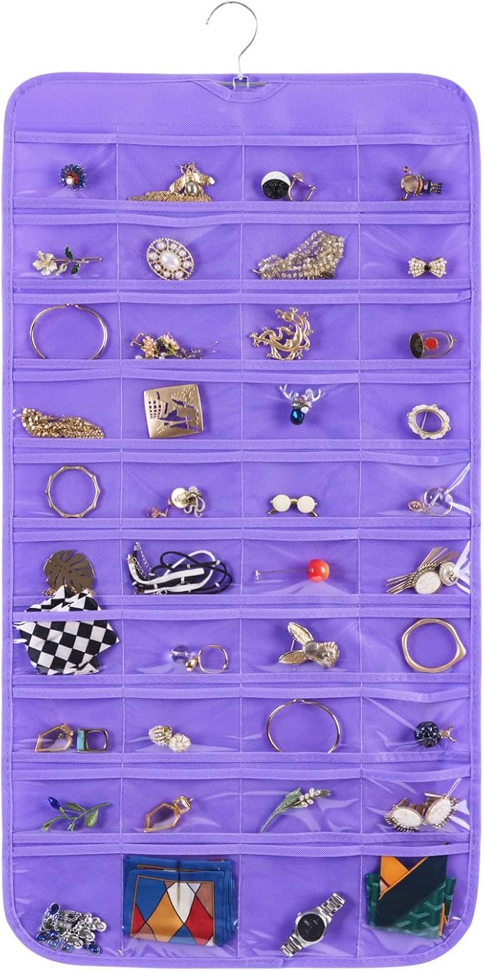 Bloss Hanging Jewelry Organizer, 80 Pockets Dual Sides Wall Jewelry Organizer by Bloss