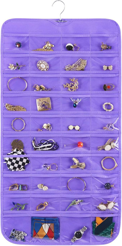 Bloss Hanging Jewelry Organizer, 80 Pockets Dual Sides Wall Jewelry Organizer by Bloss