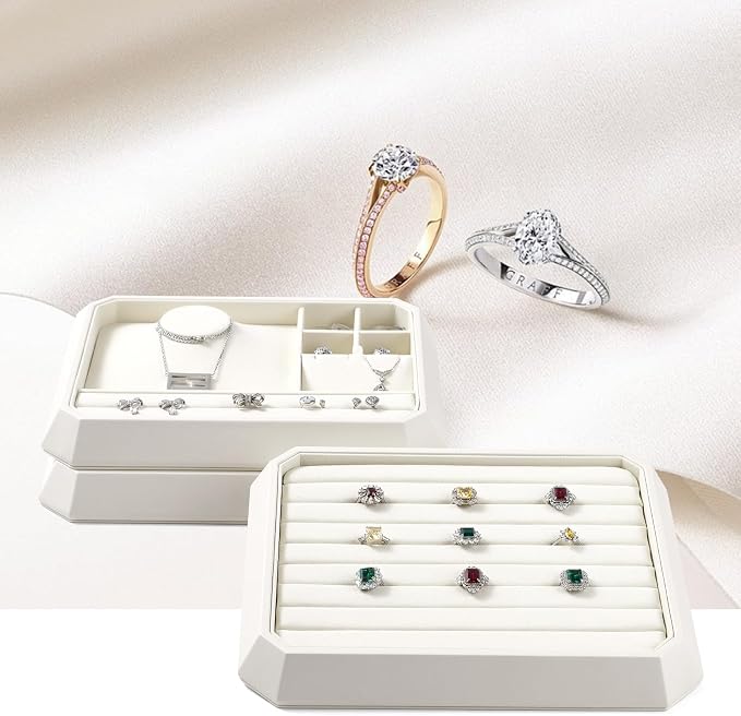 PU Leather Jewelry Display Tray Stackable Jewelry Tray Flat Organizer - Image 2