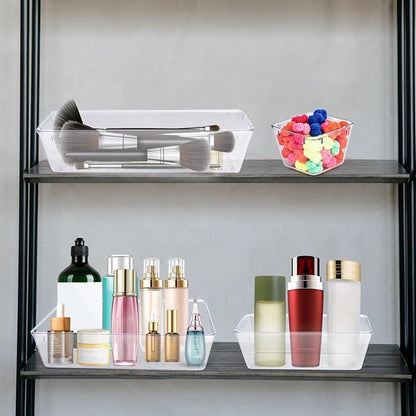 4 PCS Clear Plastic Drawer Organizer, Desk Drawer Divider Organizers and - Image 2