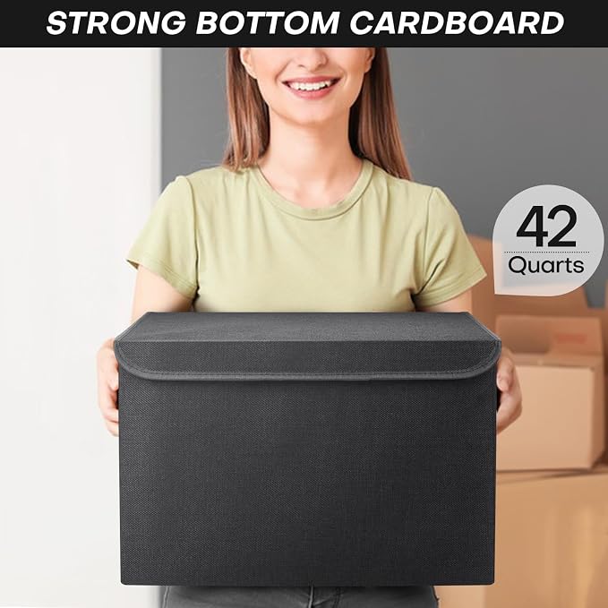 Large 17" 42 Quarts Collapsible Stackable Storage Bins - Image 6