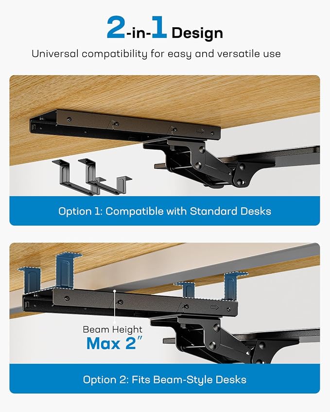 HUANUO Keyboard Tray Under Desk, Adjustable Ergonomic Keyboard & Mouse Tray - Image 7