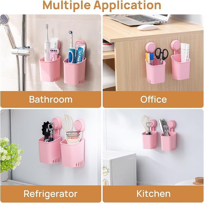 LEVERLOC Powerful Suction Toothbrush Holder 2 Pack, Removable Drill-Free Wall - Image 6