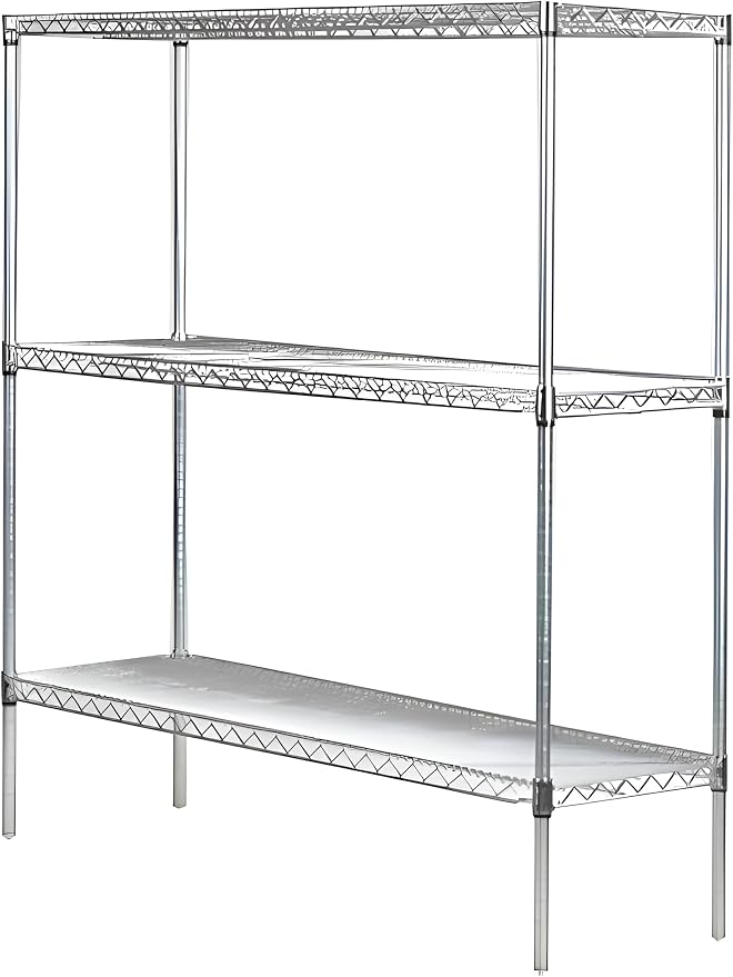 Omega 18" Deep x 48" Wide x 54" High 3 Tier Chrome Starter Shelving Unit by OmegaProductsCorporation