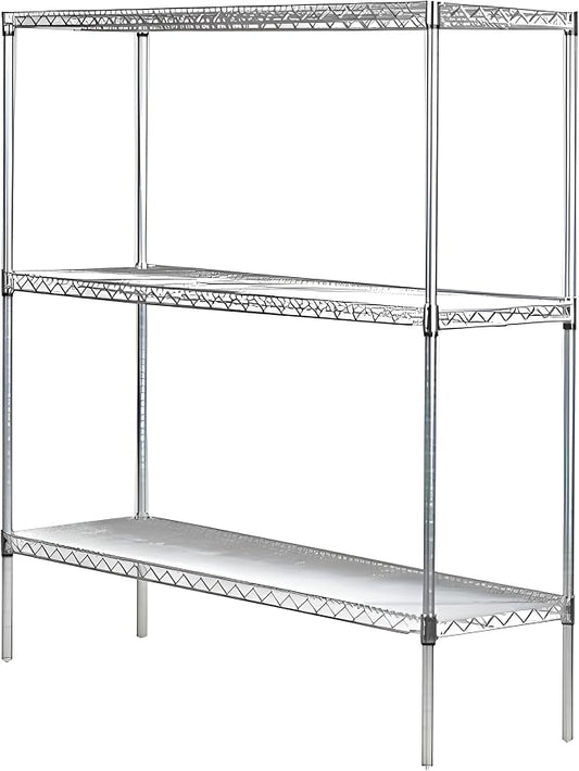 Omega 18" Deep x 48" Wide x 54" High 3 Tier Chrome Starter Shelving Unit by OmegaProductsCorporation