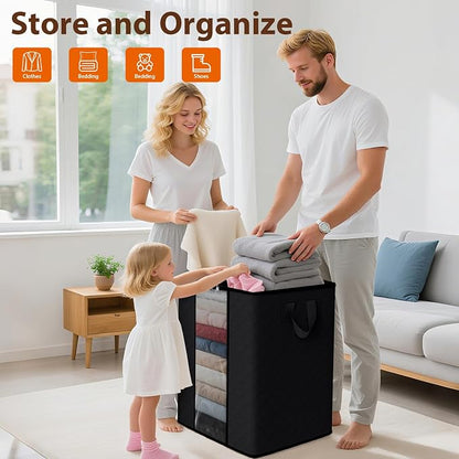 SpaceWhisper 3 Pack 100L Clothes Storage, Foldable Thick Fabric Blanket Storage - Image 4