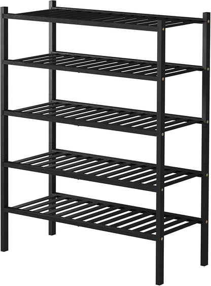 5 Tier Bamboo Shoe Rack for Closet Free Standing Wood Shoe Shelf for Entryway - Image 7