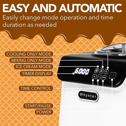 Whynter Ice Cream Maker Machine Automatic 1.28 Qt Upright - Image 3