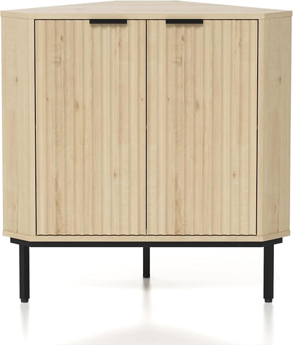 Fluted Corner Cabinet, Modern Small Corner Floor Cabinet - Image 8