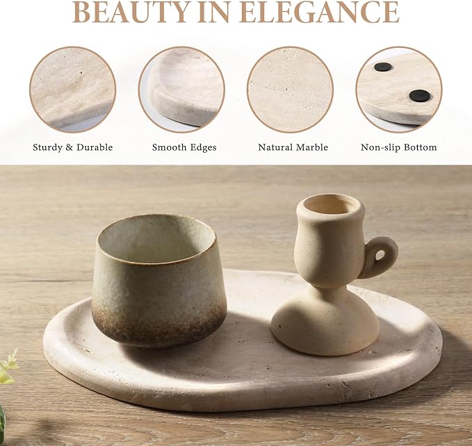 Koville Luxurious Natural Marble Vanity Tray, Cloud Shape Serving Stone Key Tray - Image 2