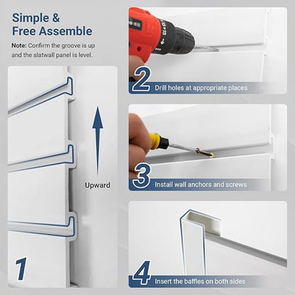 Slatwall Panel 8 FT x 4 FT, Interlocking Slat Wall Paneling, Wall Mounted PVC - Image 6