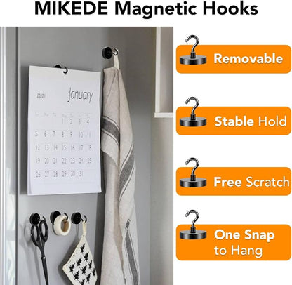 MIKEDE Black Magnetic Hooks Heavy Duty, 170LB+ Strong Neodymium Magnets - Image 2