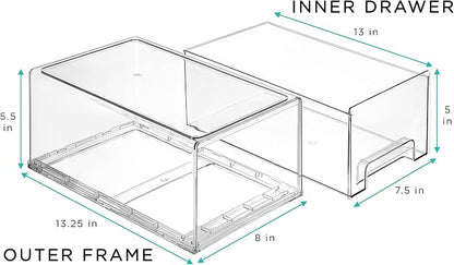 Sorbus Large Clear Stackable Storage Drawers – 2-Pack Plastic Organizer Bins - Image 3