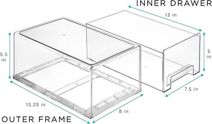 Sorbus Large Clear Storage Drawers – Stackable Pull-Out Storage Bins - Image 4