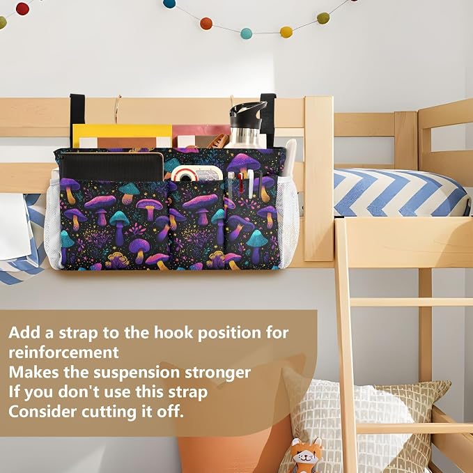 Neon-colored Mushrooms Stars Dots Bedside Caddy - Image 6