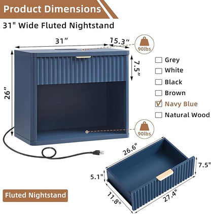 LEYAOYAO 31" Wide Fluted Nightstand Set of 2 - Image 2