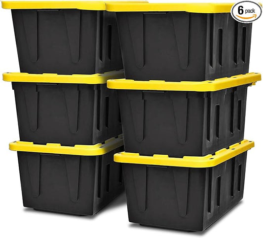 HOMZ 6-Pack Durabilt Tote, Heavy Duty Plastic Storage Bins by Homz