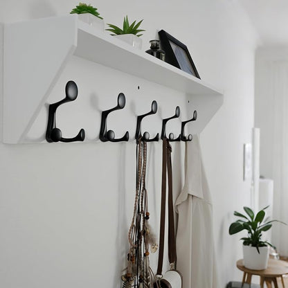 WEBI Wall Shelf with Hooks Underneath, 35” Long Wall Mounted Coat Rack with - Image 3