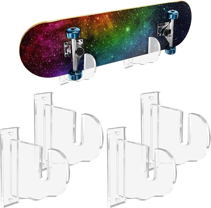 BiJun Skateboard Wall Mount, Snowboard Wall Mount Display, Acrylic Horizontal by BiJun