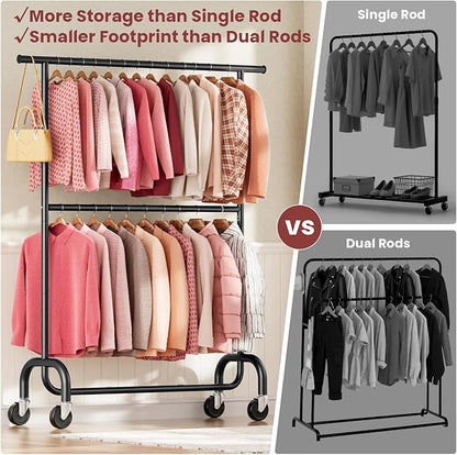 Heavy Duty Clothes Rack Load 600 LBS, Rolling Clothing Rack - Image 6