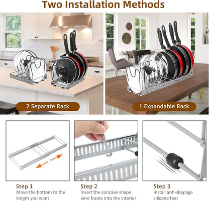 ROOHUA Pot Rack Organizer -Expandable Pot and Pan Organizer - Image 5