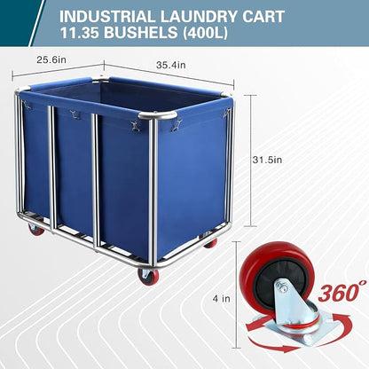 Commercial Laundry Cart with Wheels, 400L Large Commercial Laundry Hamper - Image 3