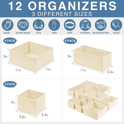 Criusia Drawer Organizer Clothes 12 Pack, Dresser Organizer - Image 3