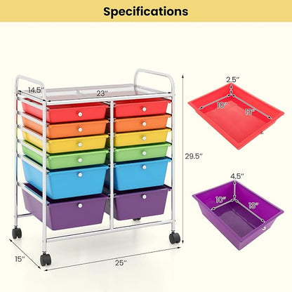 Giantex 12 Drawer Rolling Storage Cart Tools Scrapbook Paper Office School - Image 3