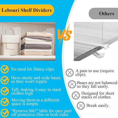 Acrylic Shelf Dividers for Closet Organization: 10" Tall x 12" Deep Closet - Image 2