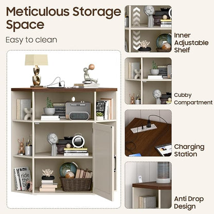 Corner Storage Cabinet, Farmhouse Corner Bookshelf - Image 5