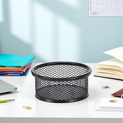 1Pc Black Metal Paper Clip Holder Mesh Paperclip Bowl Binder Clip Dispenser - Image 3