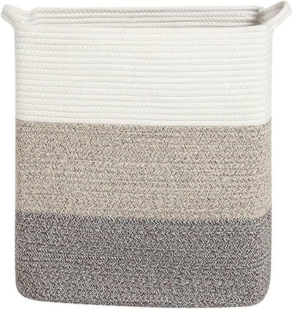 Tall Laundry Basket With Handles, Woven Cotton Rope Big Laundry Hamper Sorters - Image 5