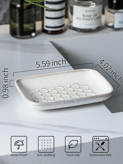 Gomakren Soap Dish for Shower, Bar Soap Holder, Christmas Ceramic Soap Dishes - Image 2